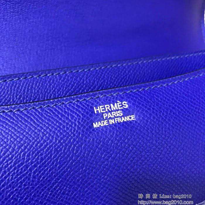 HERMES愛馬仕 H空姐包 進口原廠EP皮 頂級蜜蠟製作 街拍必備單品 電光蘭金銀 單肩斜挎包  Ama1571